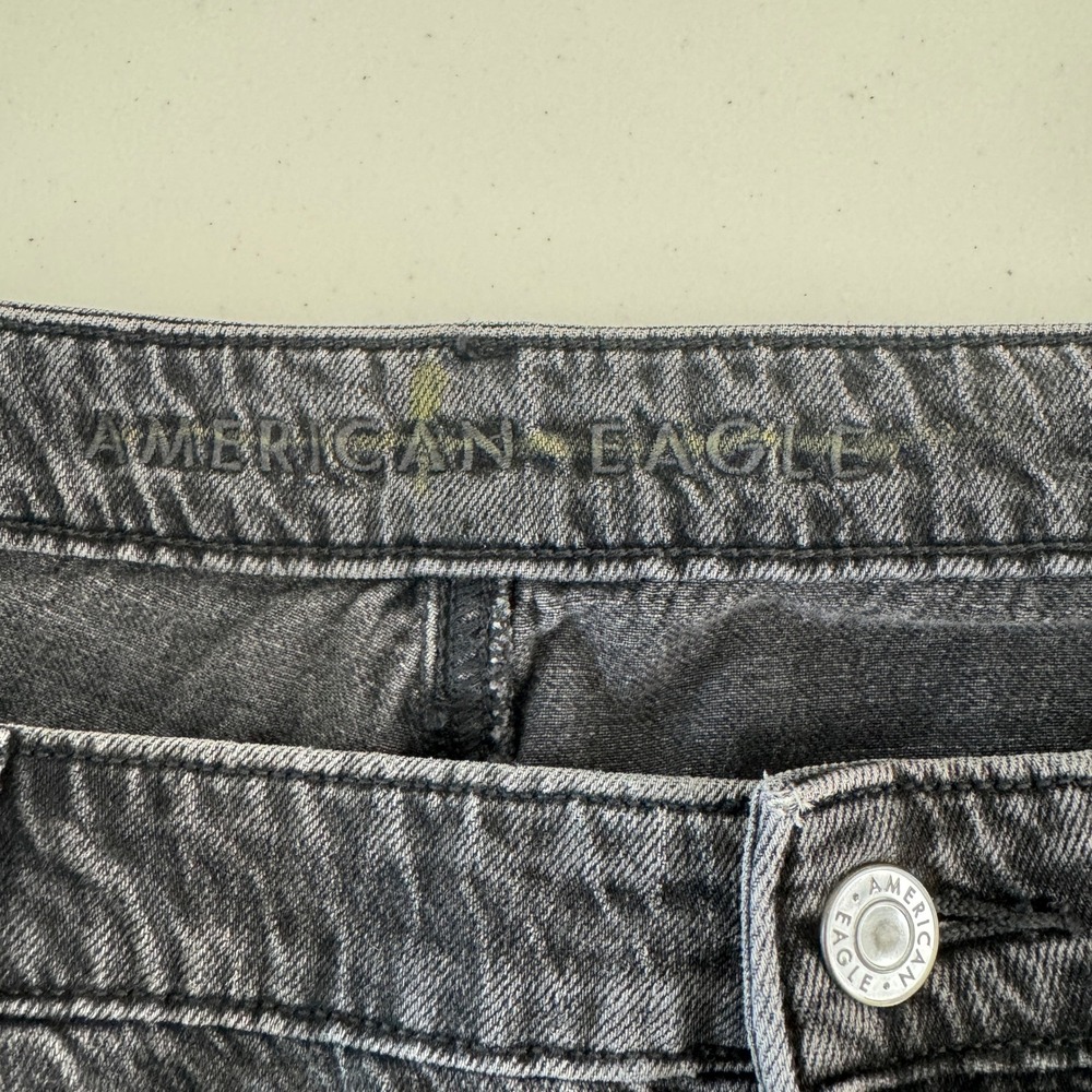 American Eagle Wide Leg Jeans 16L Grey Cotton High Rise Grunge Streetwear Indie - Picture 7 of 16